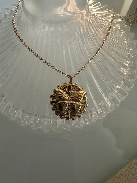 You’re a Boss Double Sided Butterfly Pendant 14K Gold Necklace